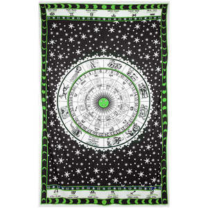 Zodiac Astrology Tapestry Green 52x80" by Zest For Life